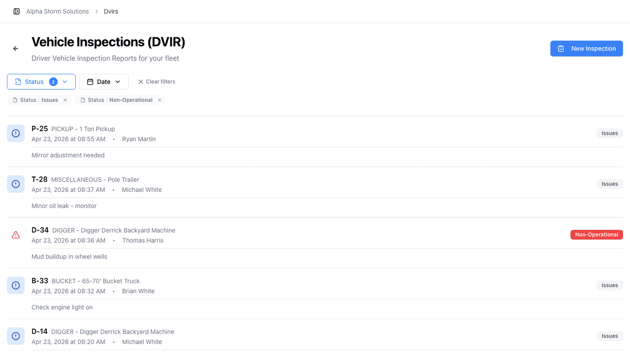 StormCall DVIR: product screenshot