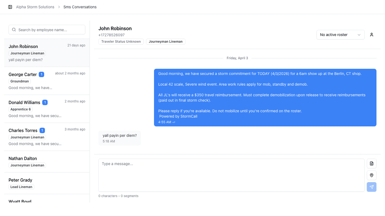 StormCall Messenger: product screenshot