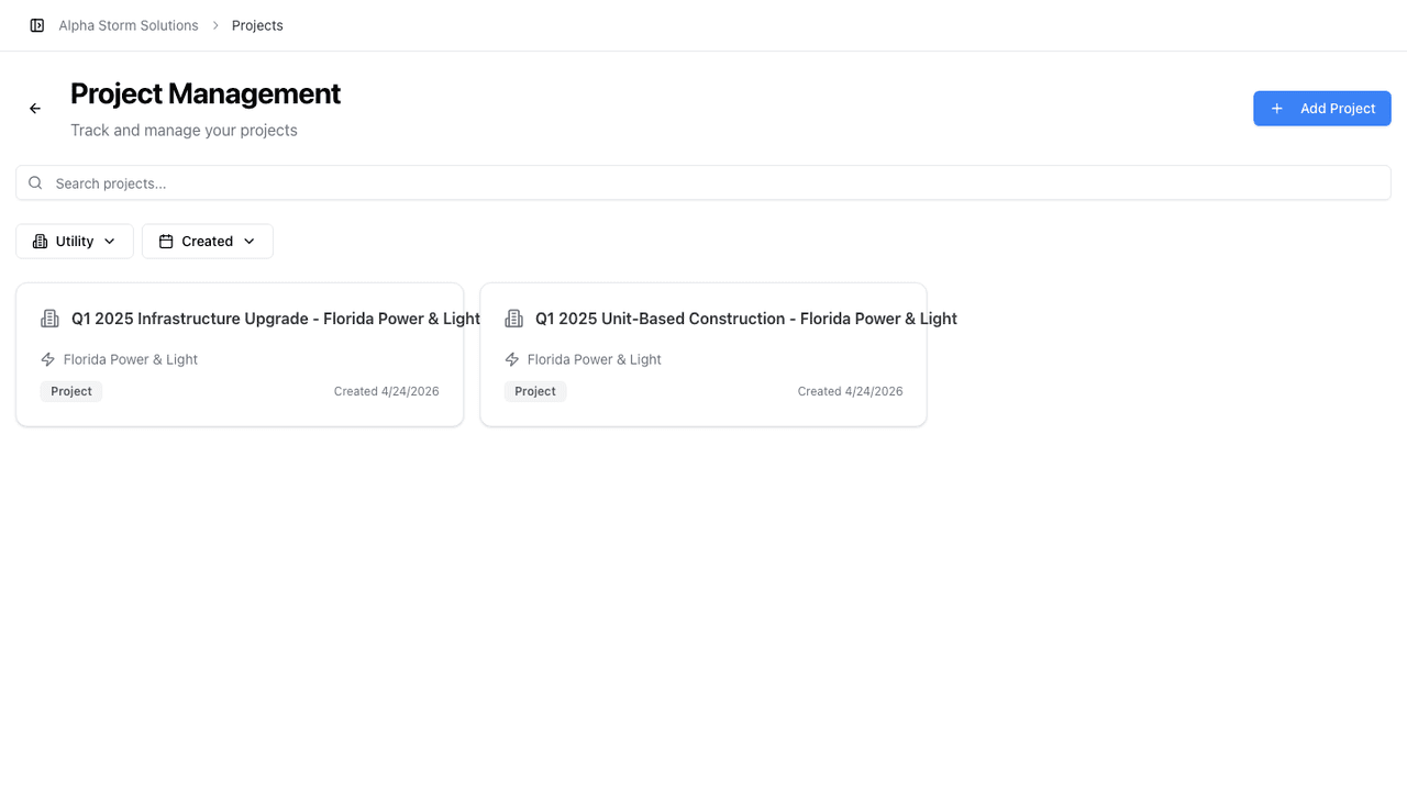 StormCall Projects: product screenshot